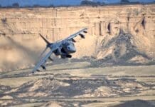 Los AV-8B Harrier de la Armada Española realizaron ejercicios de tiro en el Polígono de las Bárdenas Reales