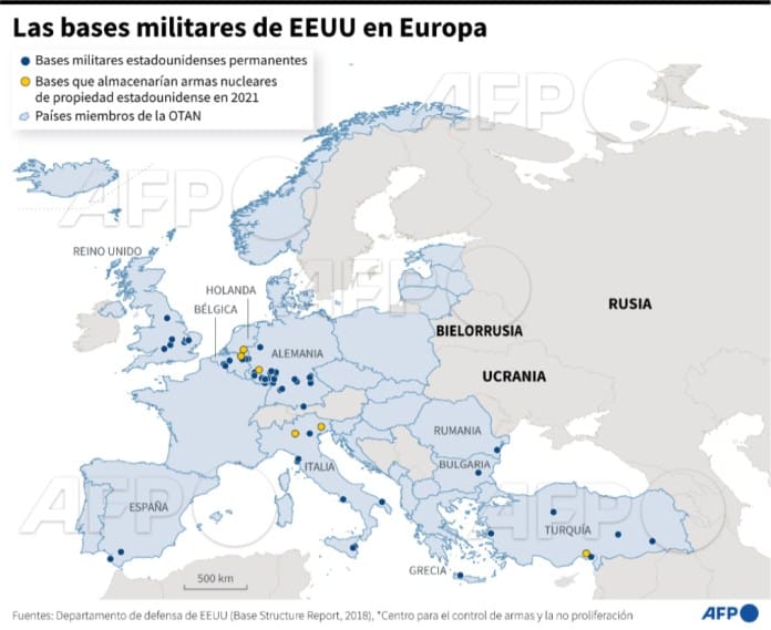 Agence France-Presse on X: "En este mapa, la ubicación de las bases militares estadounidenses en Europa #AFPgraphics https://t.co/hlhy01jSSf" / X