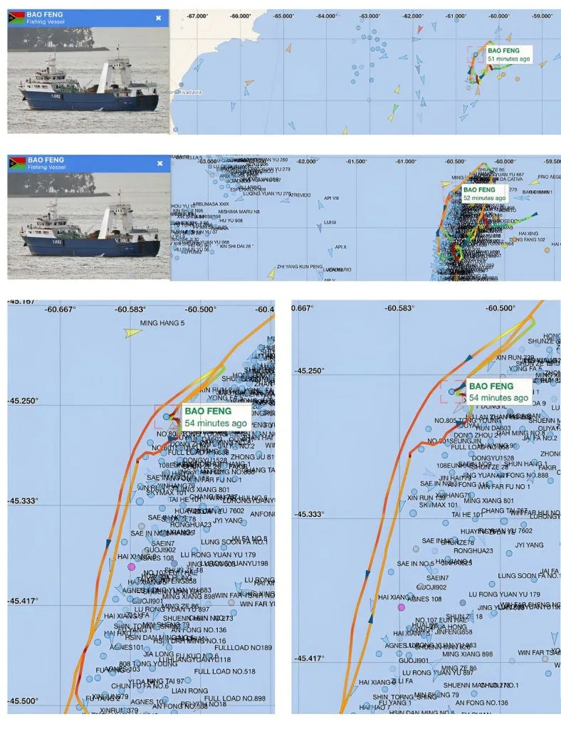 Actividad del pesquero Bao Feng. Crédito: PNA